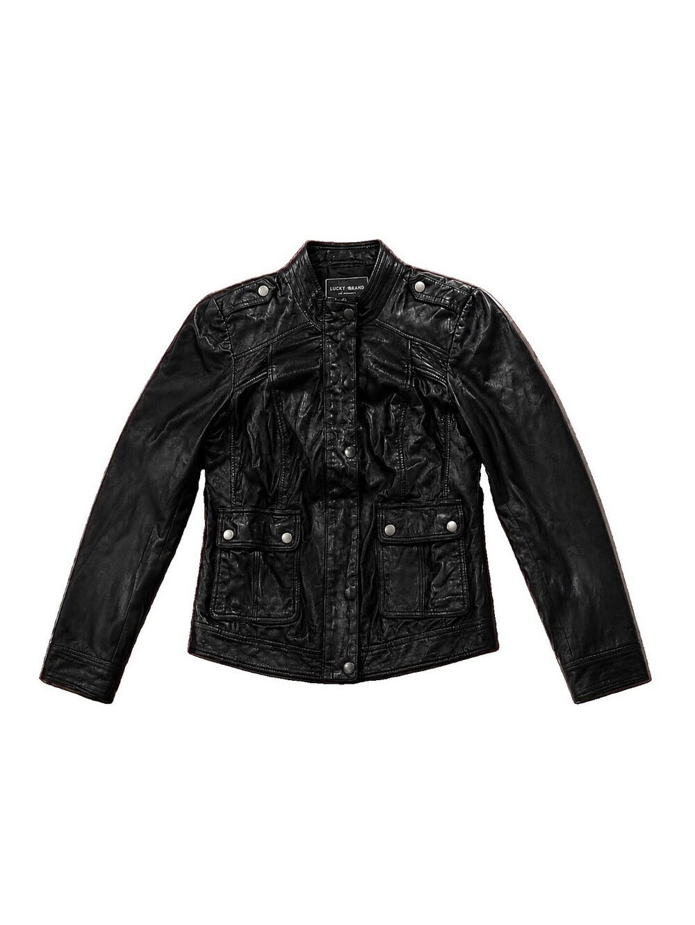Lucky Brand Black Genuine Leather Jacket Timeless Moto Moto-Inspired Small‎ S